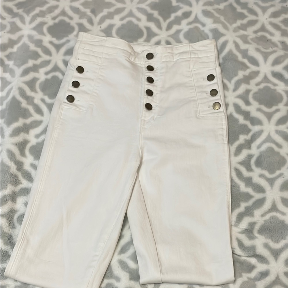 J Brand Natasha Sky High Rise Jeans in White